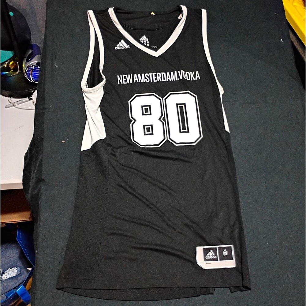 adidas New Amsterdam Vodka #80 Black/White Sleeveless Basketball Jersey Shirt M